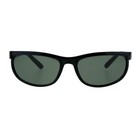 Impact Resistant Glass Lens Sunglasses Men s Oval Wrap Around Frame Black Uv400