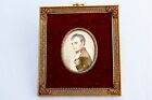 19th C Framed Hand Painted Portrait French Emperor Napoleon Bonaparte Waterloo