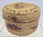 Vintage Makah Basket With Whales   Birds Native American North West Coast Basket