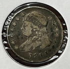 1814 Capped Bust Silver Dime- Good Details  Small Date  Damage Reverse
