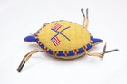 Rare  Old Native American Beaded Leather Fetish American Flags Amulet Turtle Atq