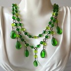 Necklace Green Glass Vintage Czech Old Beads Women s Jewelry Art Deco Style