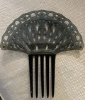 Vintage Art Deco Lucite Hair Comb With Blue Rhinestones- 1930   s