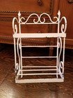 Vintage Decorative Ornate Scrolled White Wrought Iron Wall Shelf