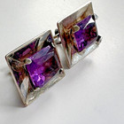 Vintage Taxco Mexico Modernist Sterling   Amethyst Earrings - Gorgeous