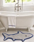 Pottery Barn Kids Shark Bath Mat 100  Cotton Gray Navy 40    X 15    Coastal