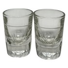 Pair Of Vintage Clear Glass Shot Glasses White Lines