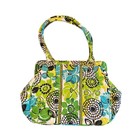 Vera Bradley Purse Frame Bag Lime s Up Large Nwt Floral Bag Tote Side Pockets