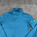 Nike Pro Womens Size Medium Blue Hyperwarm 1 2 Zip Pullover Thumb Holes Active