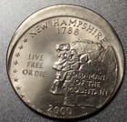 2000-p 25c Us State Quarter New Hampshire Error Struck 15  Off-center Bu-unc