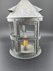 Antique Tin Mica Window Candle Lantern