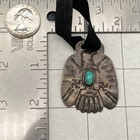 Vintage Navajo Thunderbird Whirling Log Turquoise Silver Pendant Necklace 42 