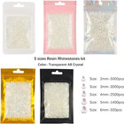 2mm 3mm 4mm 5mm 6mm 5 Packs Resin Rhinestone flat Back Jelly Ab Resin White Ab