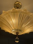 Antique Vintage Art Deco Light Fixture Chandelier  Petal sunflower Pair Av 