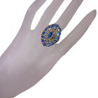 Rhinestone Cocktail Statement Ring 6 75 Large Gold Tone Medieval Mermaid Fairy