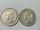1945 Blunt 5   1947 Curved 7 Canada 50 Cents Silver Pair Sharp Mid Grade