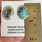Turquoise Stud Earrings Navajo Native Sterling Silver 925 Signed 18mm By 22mm