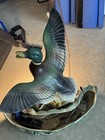 Ceramic Mallard Duck Table Lamp Novelty Green brown Switch Corded White Light