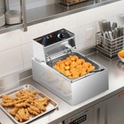 2500w 11 4qt Electric Commercial Deep Fryer With Basket   Lid Stainless Steel