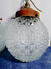 Vintage 1950s Mid Century Modern Prismatic Orb Pendant Light Fixture