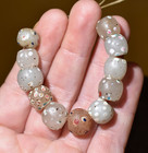 Antique Venetian White Skunk Lampwork Trail Decorated Eye Beads  African Trade