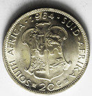 1964 South Africa 20c Twenty Cents  Silver Coin Km  61  Uncirculated