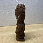 Carved Wood Maori Nz Tiki Totem Figure 6 25    Double Paua Shell Inlay Eyes