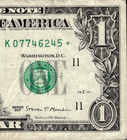 2017  1 One Dollar Star Note Serial   K07746245  3 2m Run - 2 Pairs  4 7 