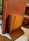 Vintage Art Deco Wood Bookends Pair Stepped Geometric Machine Age Style