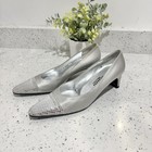 Vintage St  John Silver Satin Sequined Heeled Pumps Size 9 Cp