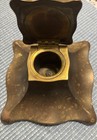 Antique Art Nouveau Brass Or  Bronze Inkwell ink Stand W Flowing Lines