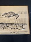 Vintage Asian Art Signed Original Drawing     the Winter The Wood Rat Moved In   