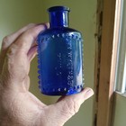 4 tall Size John Wyeth   Bro Phila Cobalt Oval Hobnail Poison Bottle As Is