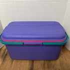 Vintage Eagle Craftstor Sewing Storage Organizer Tote Bin Purple Pink Teal 18   