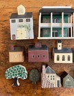 Vintage Handmade Wooden Block Shelf Sitter Lot 14pc Primitive Americana Folk Art