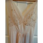Vintage Vanity Fair Pink Nylon Tricot Nightgown Embroidered Mesh V-neck Gown 36