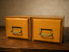 Vintage Oak Wood 2 Drawer Card Catalog Recipe Index File Cabinet Library Cole