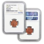 1863 Red Civil War Token    army   Navy  Ngc Certified Ms 64 Rd