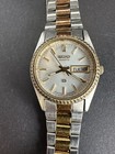 Vintage Seiko Sq Watch Women Two Tone Gold Silver Dial Day Date 2a23-0039