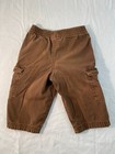 Faded Glory Toddler Boys Cargo Pants Brown 12m Elastic Waist Cotton
