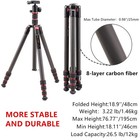 76 Inch Carbon Fiber Tripod metal Camera Tripod Monopod With 360 Degree Metal   