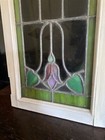 Pair Of Vintage Stained Glass Cabinet Doors     Floral Design  Early 20th Century