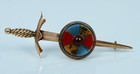 Antique 9k Scottish Agate Dirk Sword Knife Dagger Pin Brooch Victorian Rose Gold