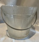 Vintage  Anchor Hocking Clear Glass Ice Bucket Hammered Metal Handle Well Pail