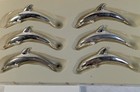 Set Of 6 Silver Tone Dolphin Place Card Holders 3    With Name Cards