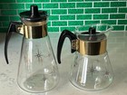 2 Vtg Mcm Corning Heat Proof Glass Coffee Carafe Atomic Gold Starburst 4   6 Cup