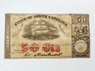 1864 50 Cent 50c State Of North Carolina Treasury Bank Note Maritime Confederate