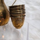 Vintage Brass Dallah Emblem Of Saudi Arabia Middle Eastern Coffee Tea Pot W Cups