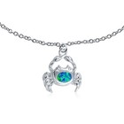 Tropical Beach Sand Crab Blue Opal Charm Anklet Ankle Bracelet Sterling Silver