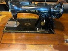 Antique Vintage Singer Sewing Machine In Cabinet  Treadle Table Wrought Iron 
